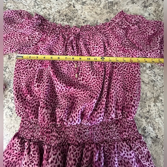 NWOT INC International Concepts Pink Leopard On/Off Shoulder Peplum Blouse Sz M - Picture 9 of 10